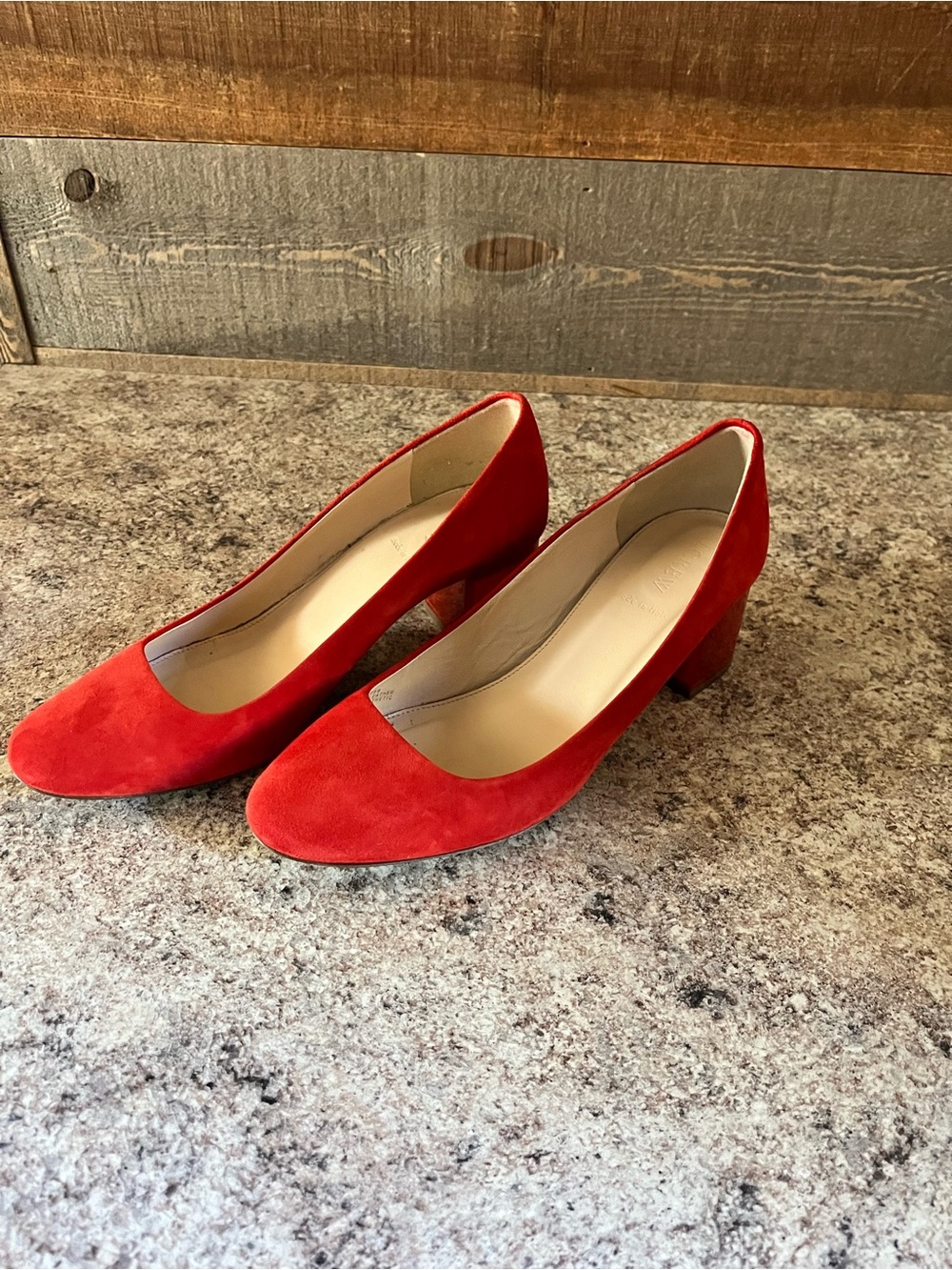 J Crew Classic Red Suede Block Heel Pumps - Women